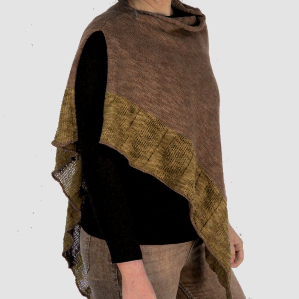Bill Baber Scotland Linen Cotton Knit Cape Shawl Harvest Gold One Size - Picture 3 of 16